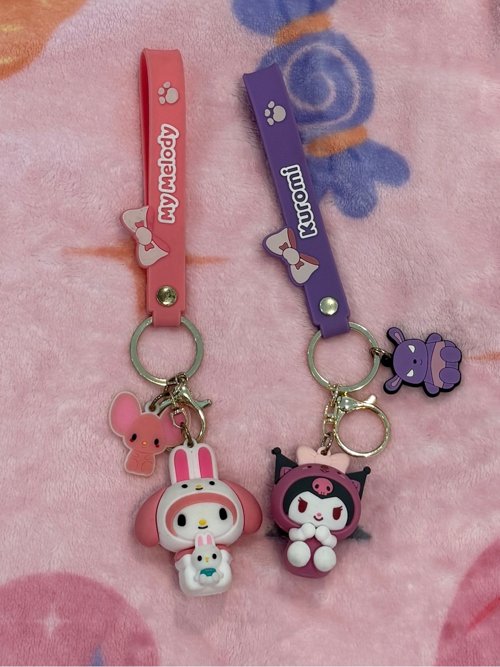 GUC Sanrio My Melody & Kuromi Character Keychain Set - Pink and Purple